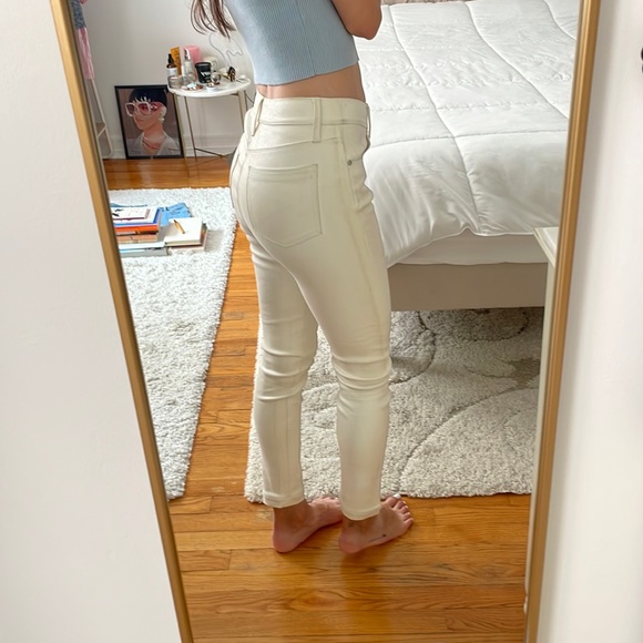 RtA Pants - RtA • Cream White 100% Lambskin Stretch Leather Skinny Pants W24